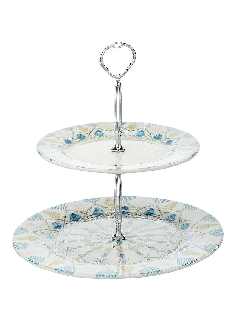 EDESSA EDESSA Montessa Porcelain Ceramic 2 Tier Cake Stand 20 and 27cm - Elegant Display Stand for Stunning Cake Presentations