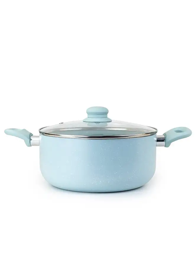 Wilson WILSON Oak Casserole with Lid and Marble Coating, Soft Touch Handle, Stew Pot Suitable for Gas, Electric, Induction, and Ceramic Stove Dutch Oven - 24cm – Blue