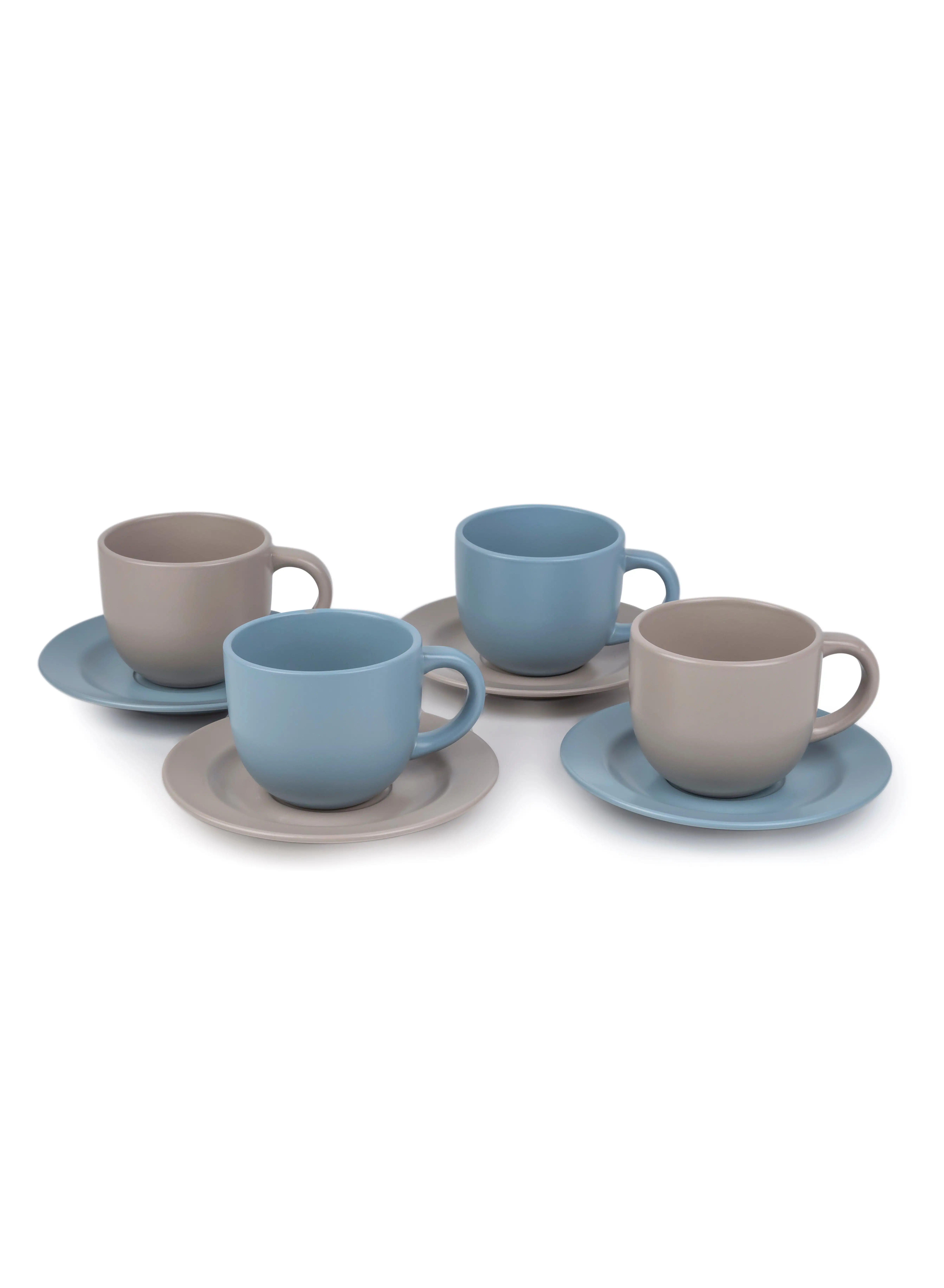 Shallow Jaspe 4-Piece Tea Cup & Saucer Set 220ml - Sg Glaze | Kitchen Dinnerware, Ceramic, Stoneware