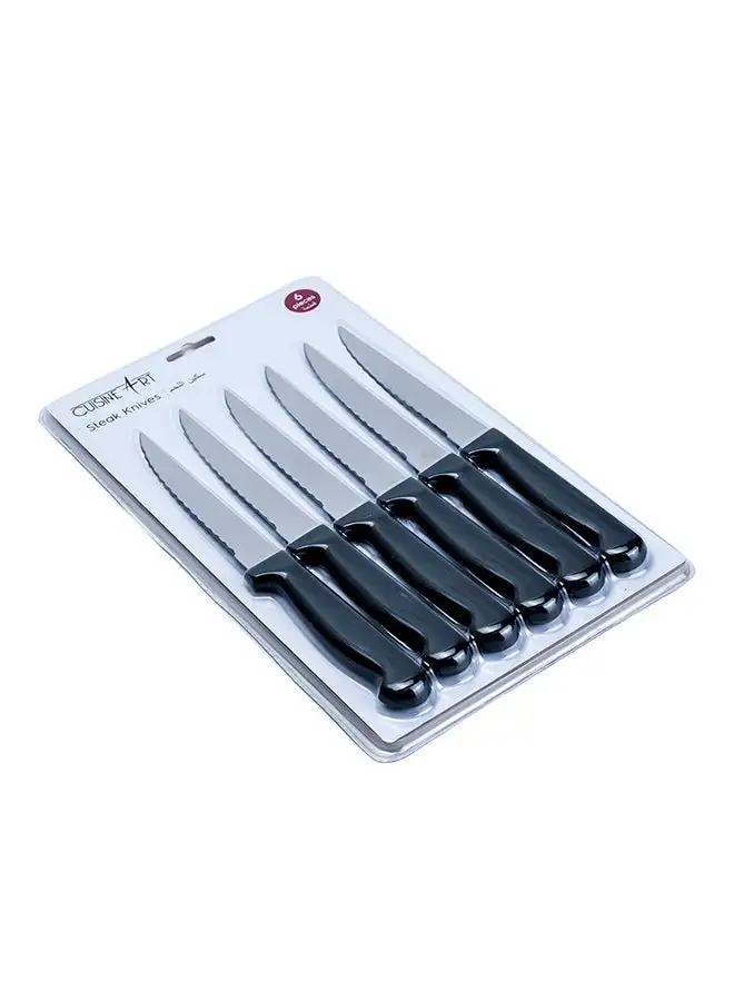 Cuisine Art Cuisine Art Orson 6-Piece Steak Knife Set - Black Stainless Steel Serrated Blades