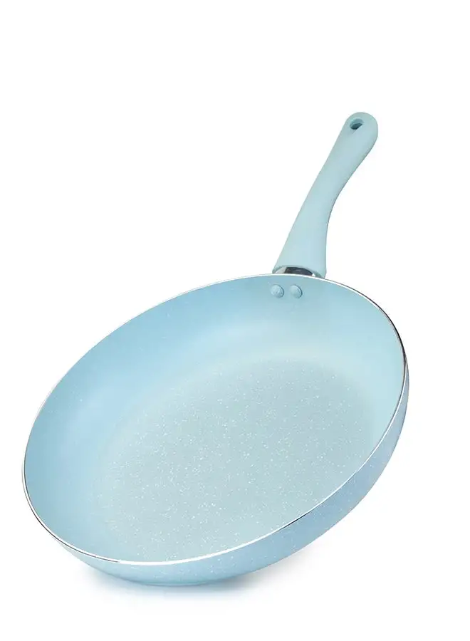 Wilson Wilson Oak Frying Pan Nonstick Induction - Flat Bottom, Cast Aluminum Stir Fry Pan with Marble Coating and Soft touch handle for Gas, Electric, Induction & Ceramic Stove - Dia 20cm - Blue