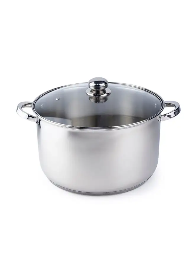 Wilson Amara Stainless Steel Casserole Pot with Twin Handles 32x18.5cm, Vented Glass Lid, Induction Ready, Oven Safe - 5-layer base