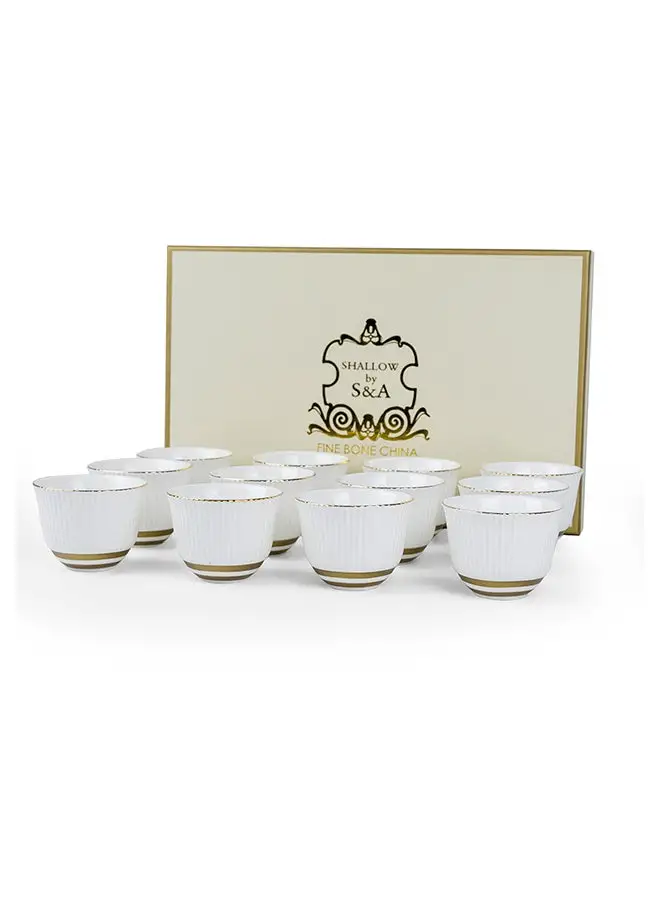 Shallow Shallow Porcelain New Bone China Verde Set Of 12 Cawa Cups-80ml