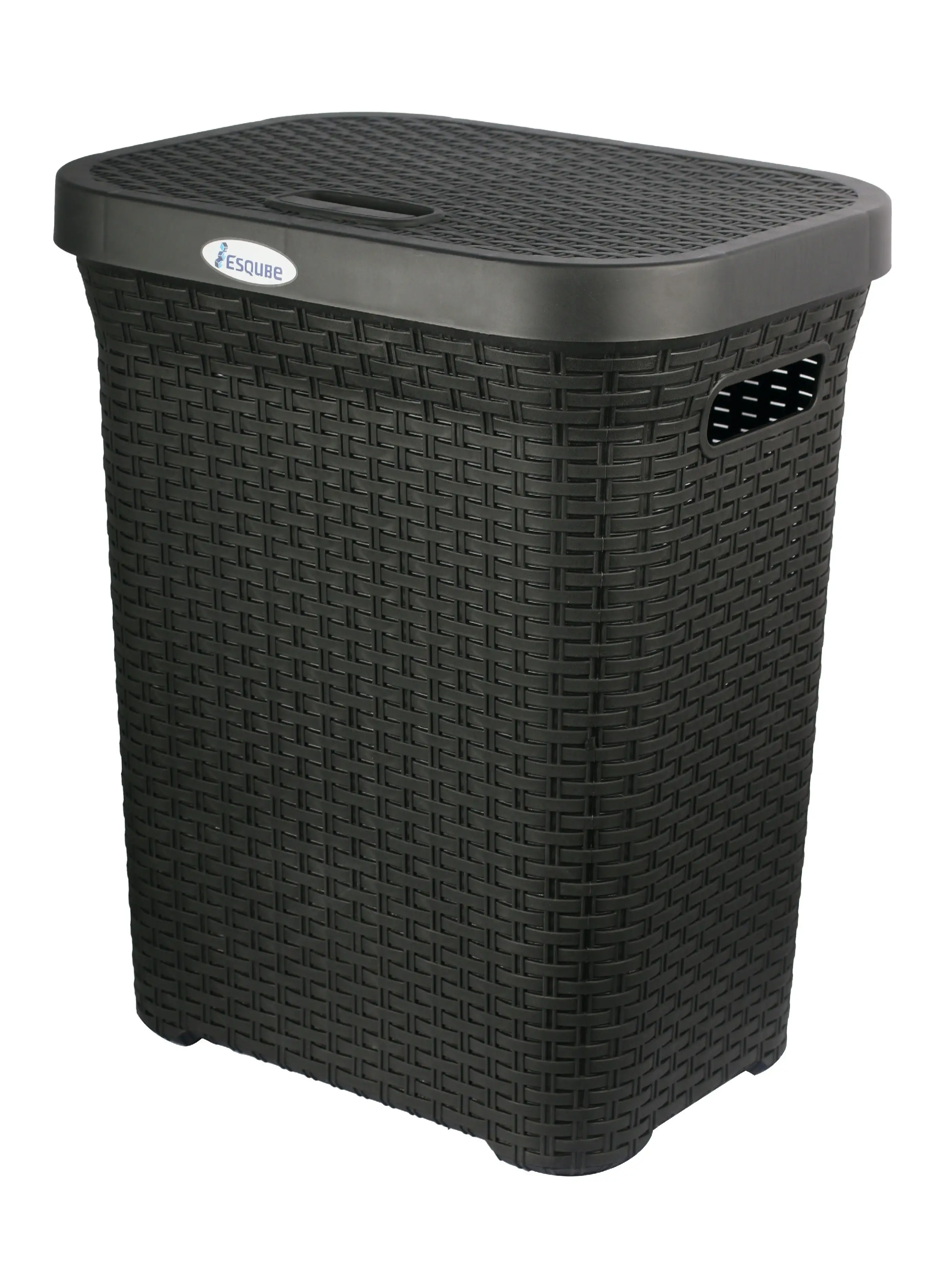 ESQUBE Laundry Basket with Lid 50L Capacity Black Color