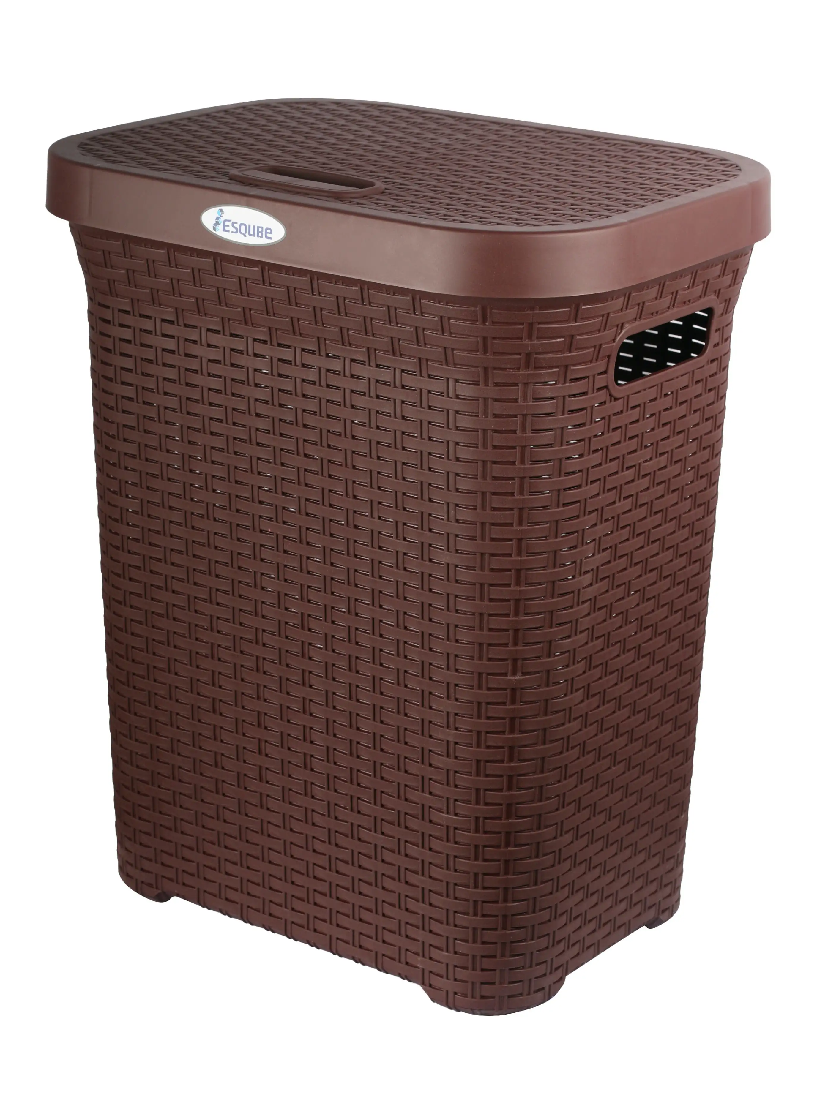 ESQUBE Esqube Laundry Basket with Lid Brown 50L Capacity