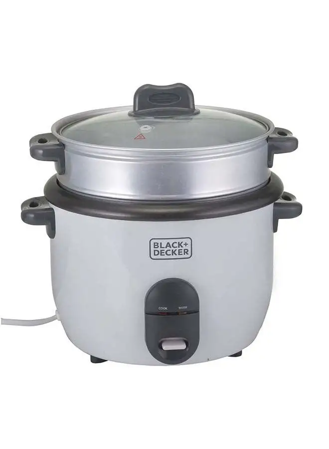 BLACK+DECKER Rice Cooker Non-Stick with Steamer 2-in-1 1.8 L 700.0 W RC1860-B5 White