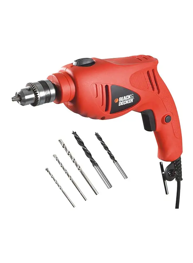 BLACK+DECKER Hammer Drill with Variable Speed for Wood Steel and Masonry Drilling And 5-Pieces High Performance Masonry Drill Bits 500W HD5010VA5-B5 Orange/Black