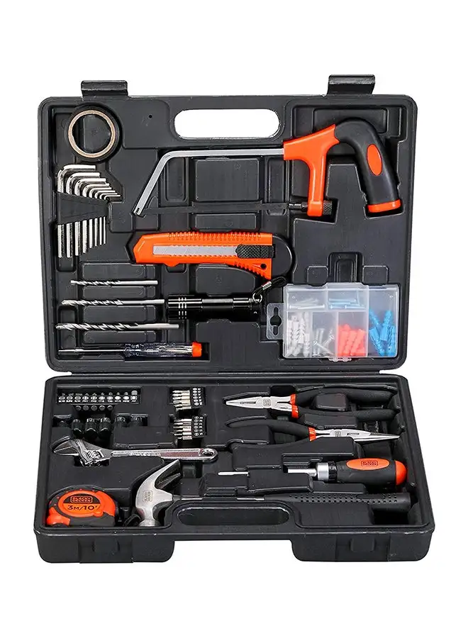 مجموعة أدوات يدوية من BLACK + DECKER مكونة من 108 قطعة في صندوق أدوات مدمجة ومتعددة الاستخدامات وفعالة للاستخدام المنزلي والمكتبي BMT108C برتقالي / أسود 13.8 بوصة