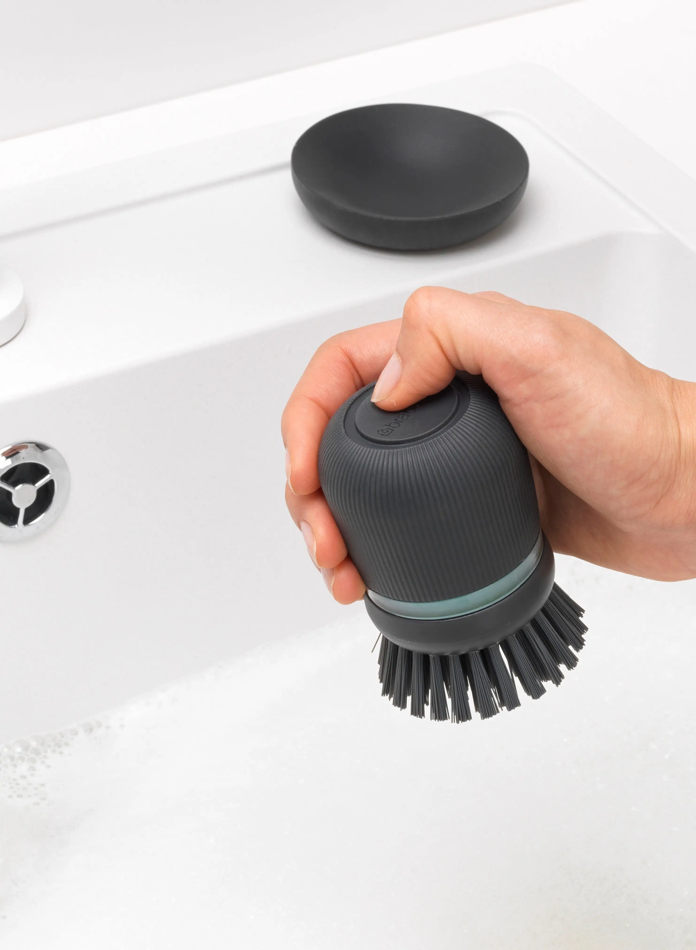 brabantia BRABANTIA SinkSide Soap Dispensing Dish Brush - Dark Grey