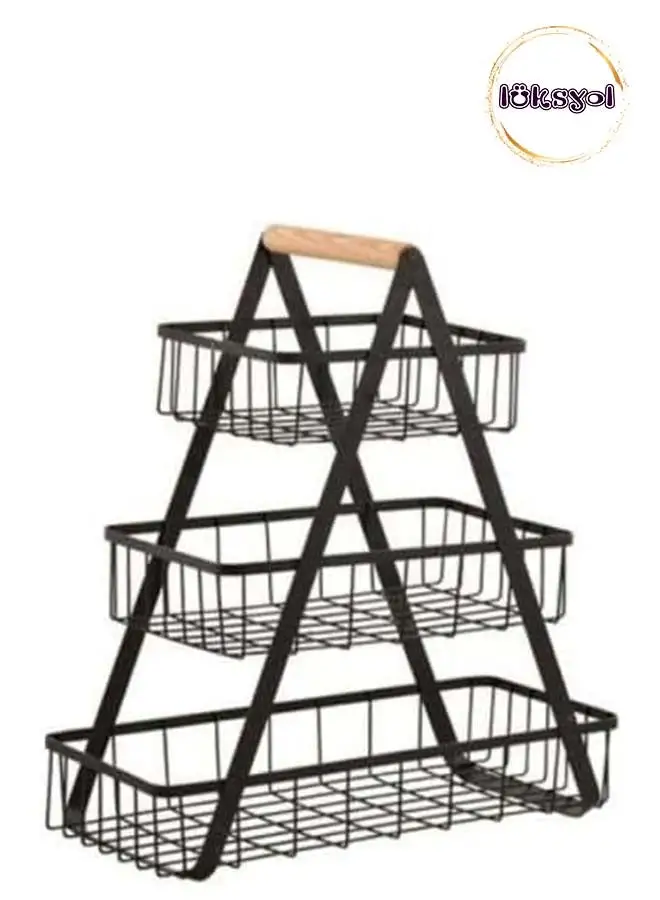 luksYol LUKSYOL Kitchen Storage Solution: 3-Tier Countertop Fruit Basket & Vegetable Rack, Bread Display Stand - Stylish gold Design for Organizing Your Space- Set of 1