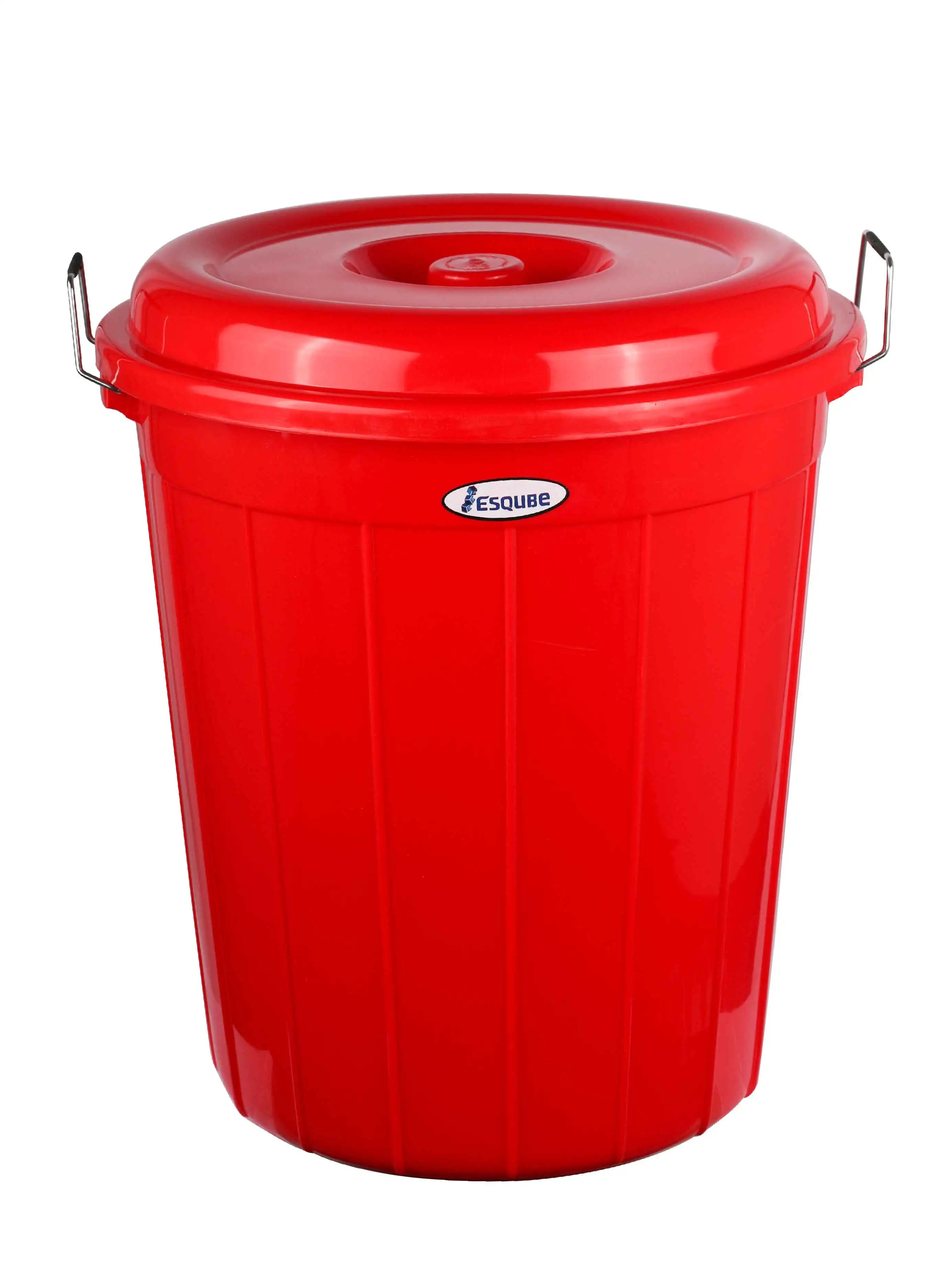 ESQUBE Esqube Drum Bucket مع غطاء 60 لتر أحمر