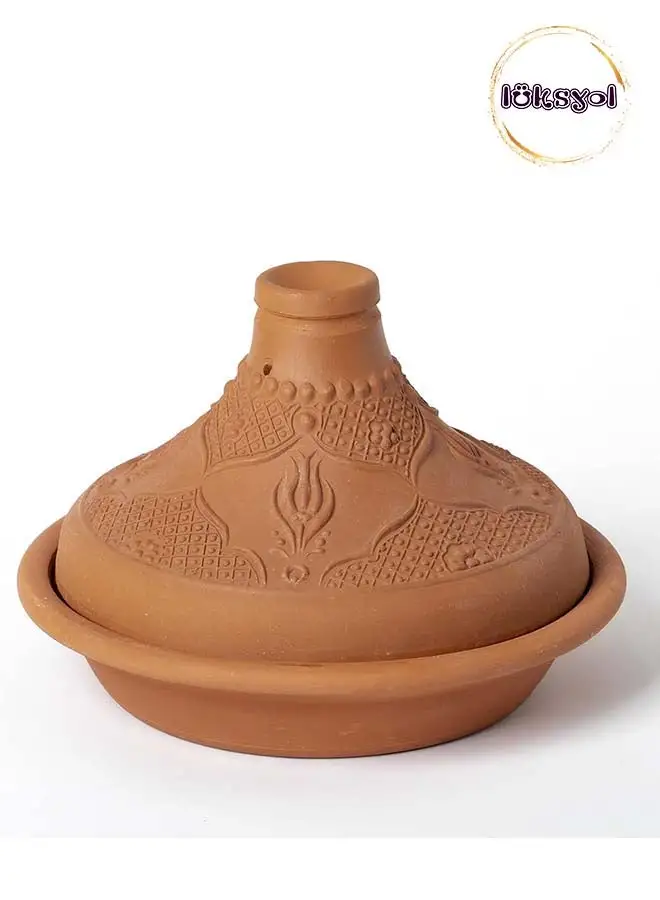 luksYol Luksyol Clay pot for cooking - Handmade tagine pot moroccan for cooking - Lead free earthenware pot - Microwave & Oven Safe - 100% natural & Safe for Health - eco friendly terracotta pots 12.6 inches