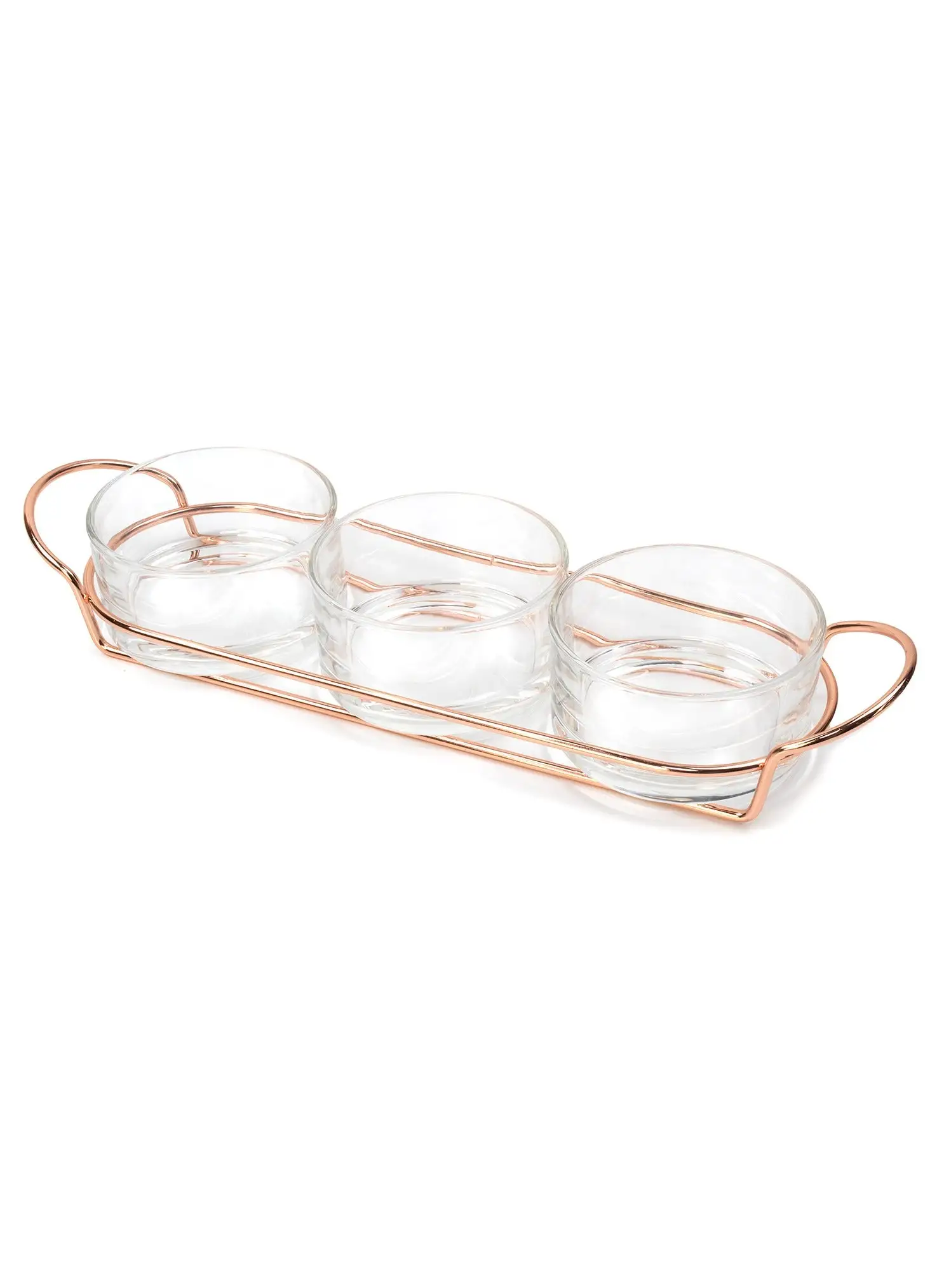 Cuisine Art Glass Dessert Serving Set with metal stand In Color Box - Rose Gold