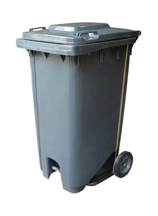 Cosmoplast Industrial Waste Bin With Pedal And Wheels Grey 240Liters