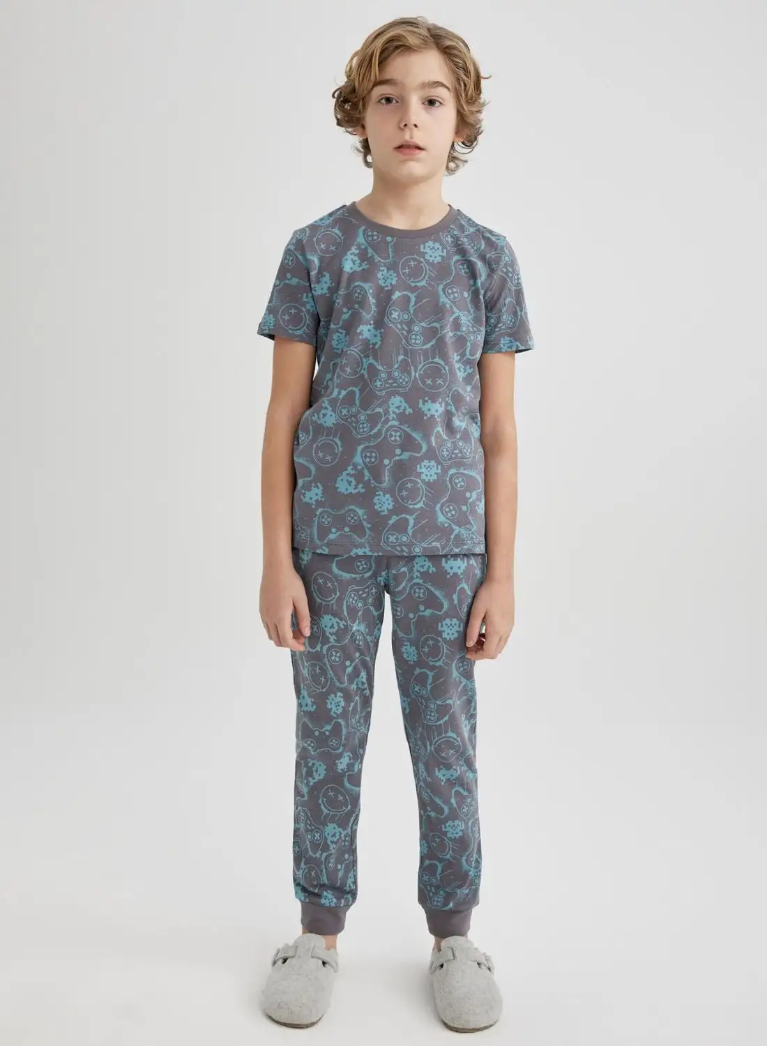 DeFacto Boy Patterned Short Sleeve Pajama Set