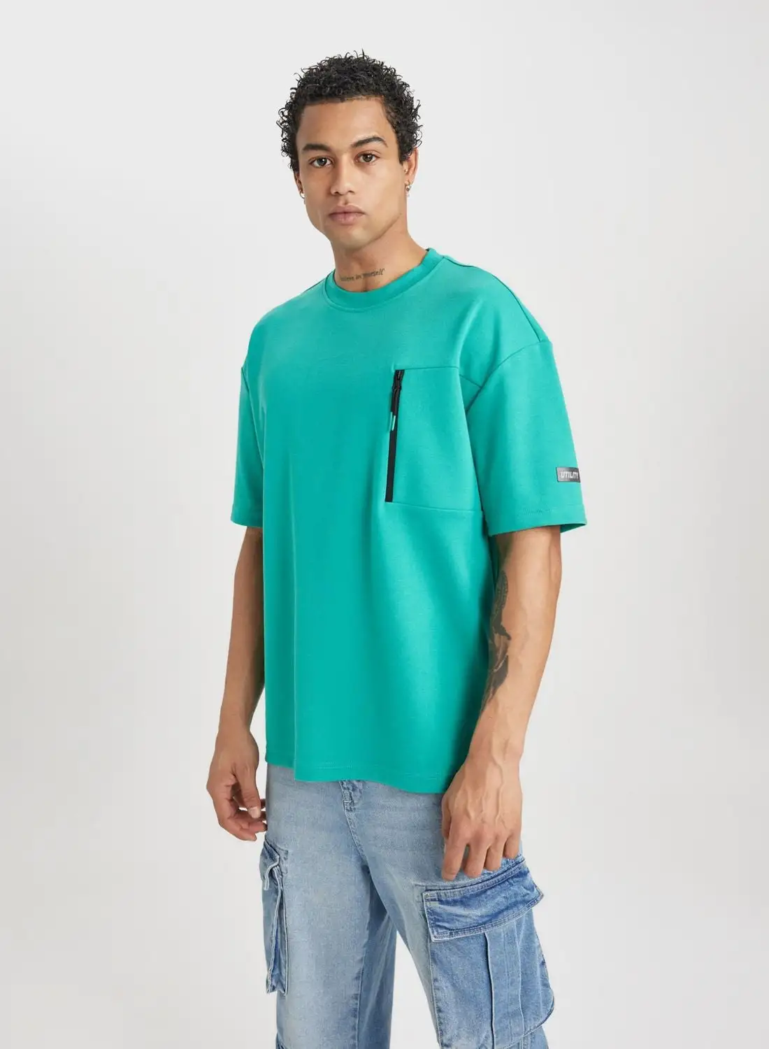 DeFacto Oversize Fit Crew Neck Printed T-Shirt