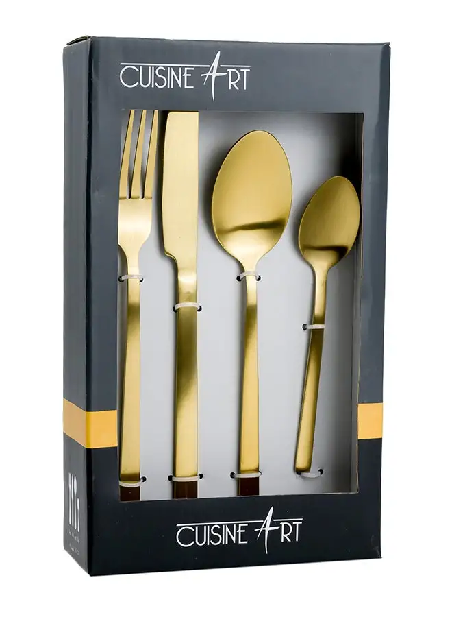 Cuisine Art Cuisine Art Claire 16-Piece Cutlery Set - Elegant Gold Stainless Steel Flatware