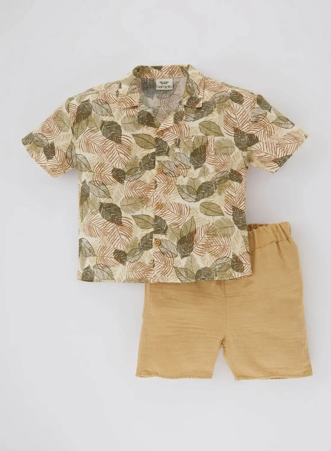 DeFacto Baby Boy Tropical Patterned Shirt And Shorts 2 Piece Set