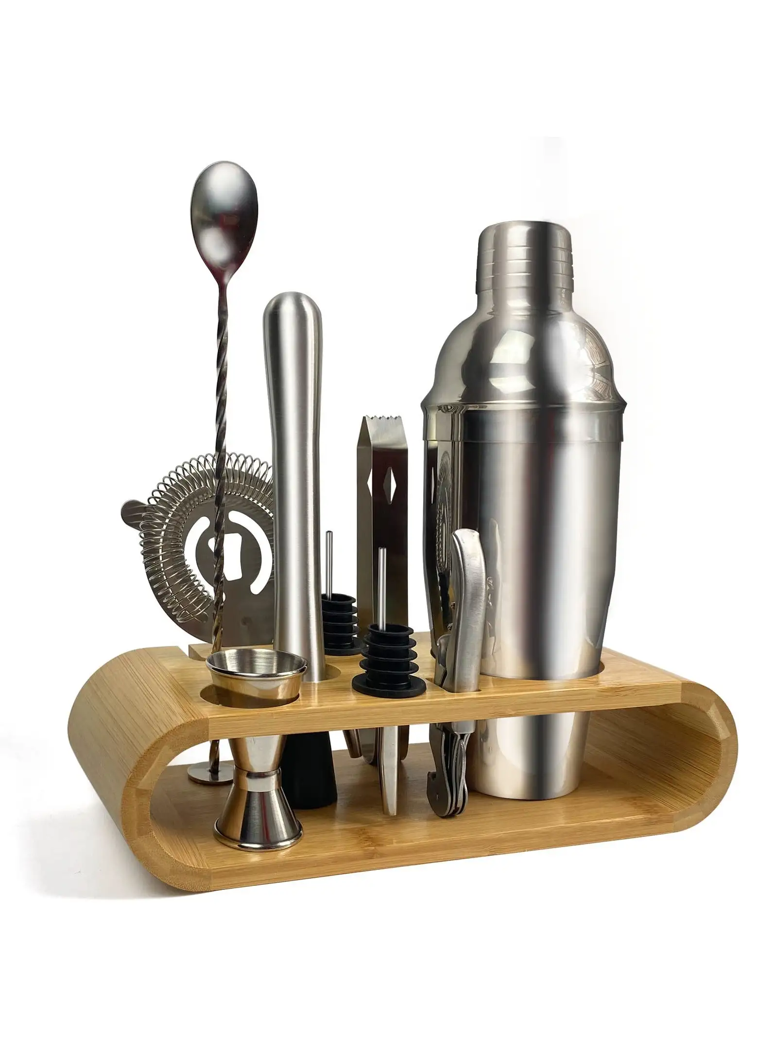 SKY-TOUCH 11-Piece Bar Tool Set with Stylish Bamboo Stand-Perfect Home Bartending Kit and Martini Cocktail Shaker Set For an Awesome Drink Mixing Experience