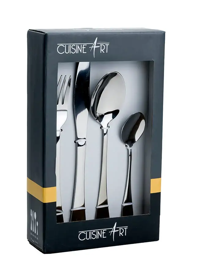 Cuisine Art Cuisine Art Evren 24-Piece Cutlery Set - Sleek Silver Stainless Steel Flatware