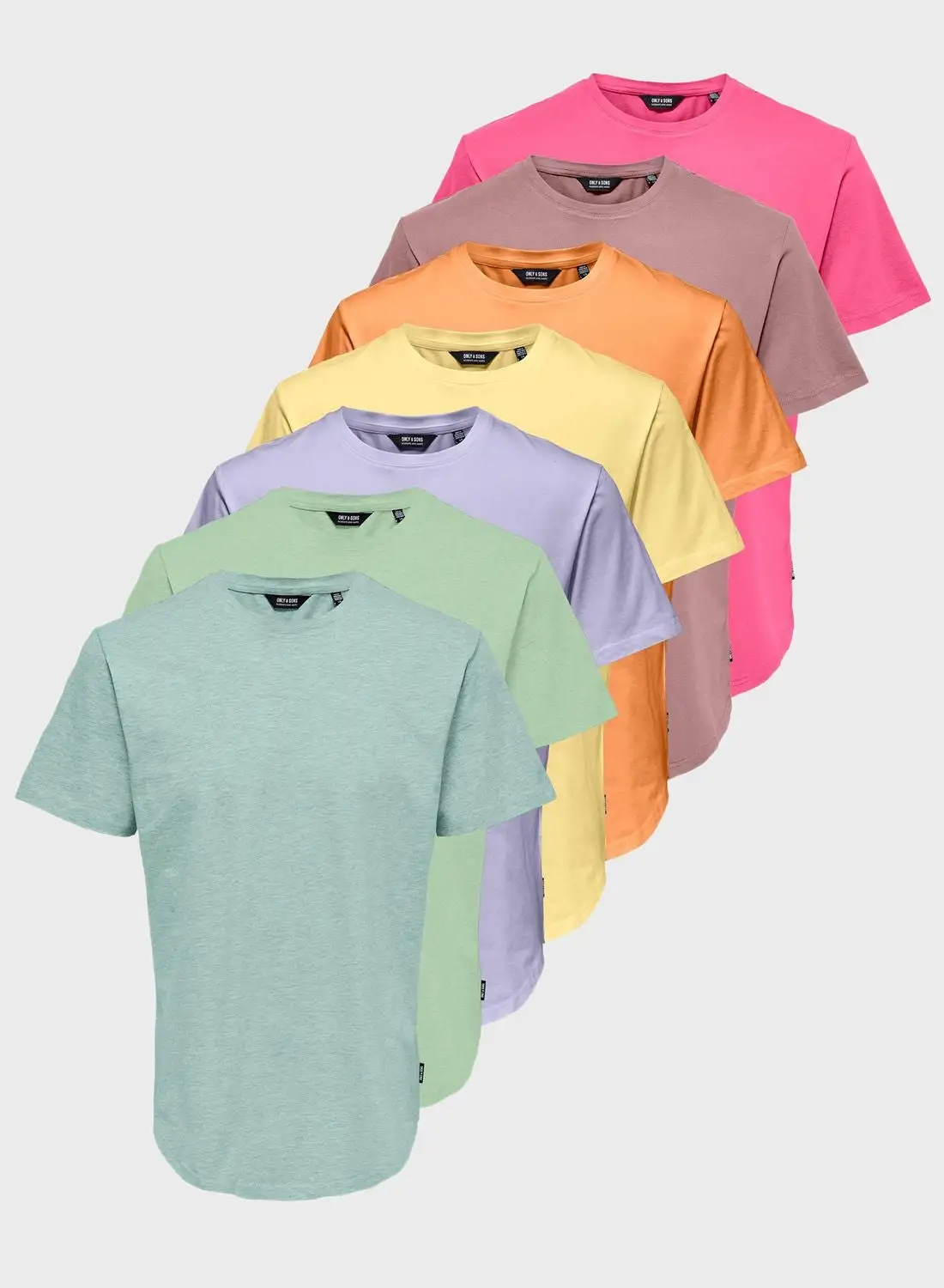 Only & Sons 7 Pack Essential Crew Neck T-Shirt