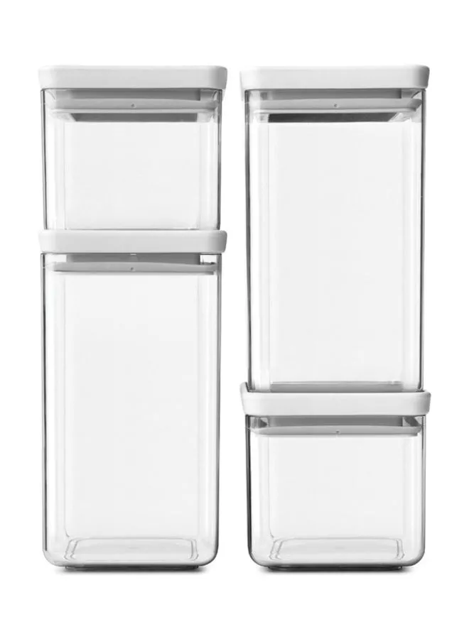 brabantia 4-Piece Square Canister With Lids Set Light Grey