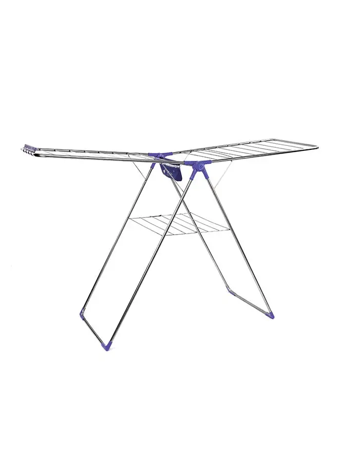 Royalford Drying Space Laundry Washing Versatile Large Folding Cloth Airer Silver/Violet 55x180cm