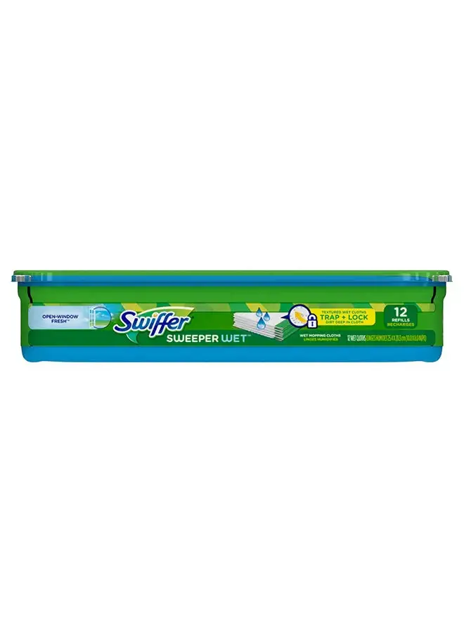 Swiffer 12 Count Sweeper Wet Mopping Cloth Refill White 28.8x16x5.5cm