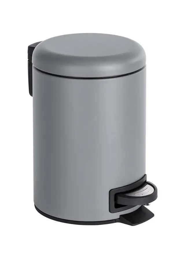 Wenko Wenko Leman Series Pedal Bin, Grey: Foot Pedal Operation, Removable Inner Bucket, Bathroom or Kitchen Bin- 3 Liter