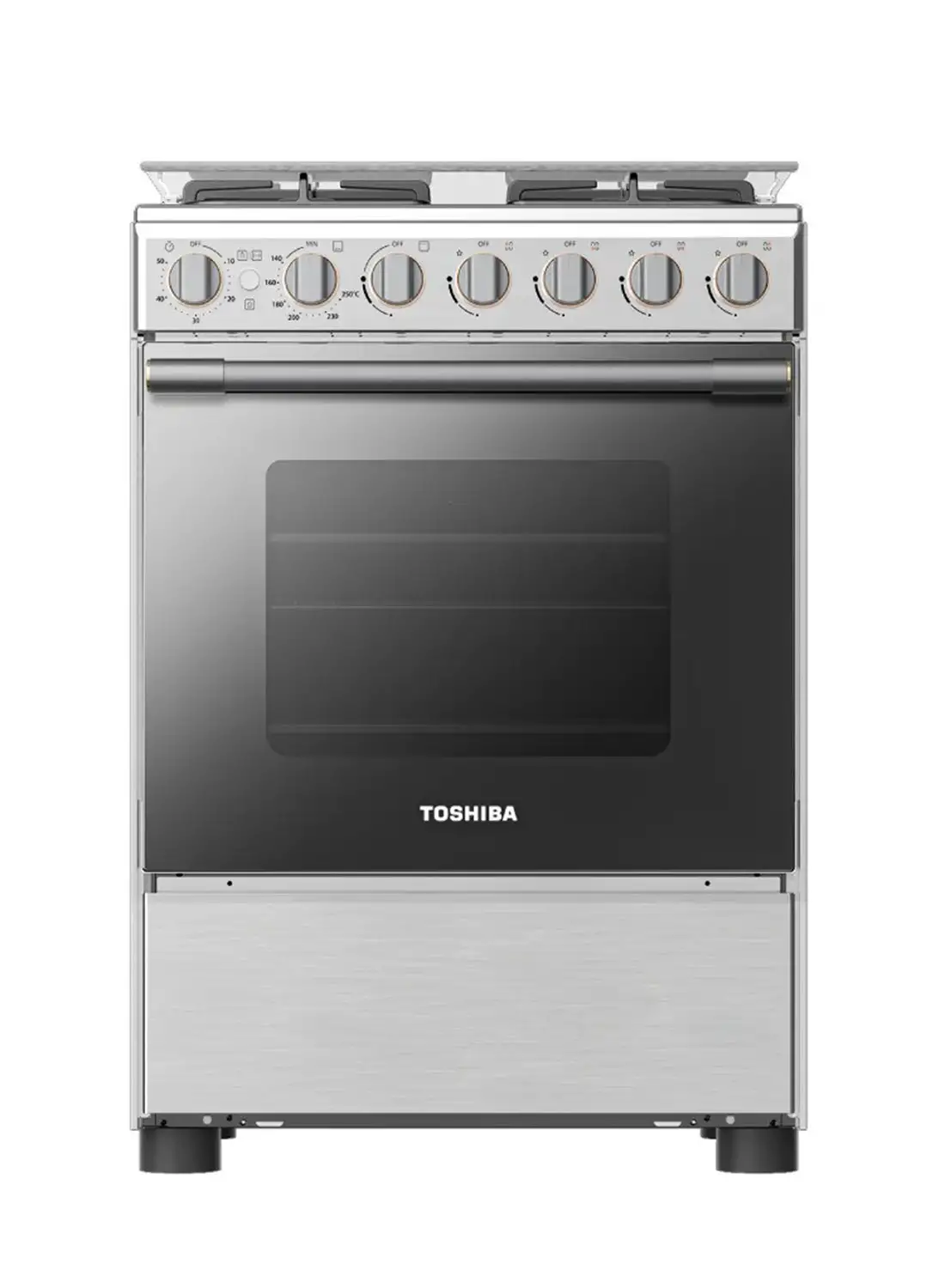 Toshiba 60 x 60 cm 4 Burner Gas Cooker With Auto ignition, Grill inside Oven RB2-60G4GE(MR Clear