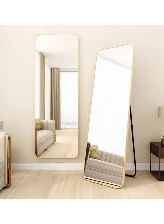 SKY-TOUCH Full Length Mirror 155x45cm, Floor Mirrors with Aluminum Alloy Frame Free-Standing Leaning Large Bedroom Dressing Mirror, Full Body Mirror with Stand for Living Room,Bedroom, Gold