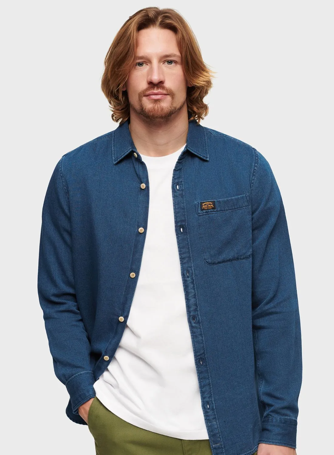 Superdry Logo  Denim Relaxed  Fit Shirt