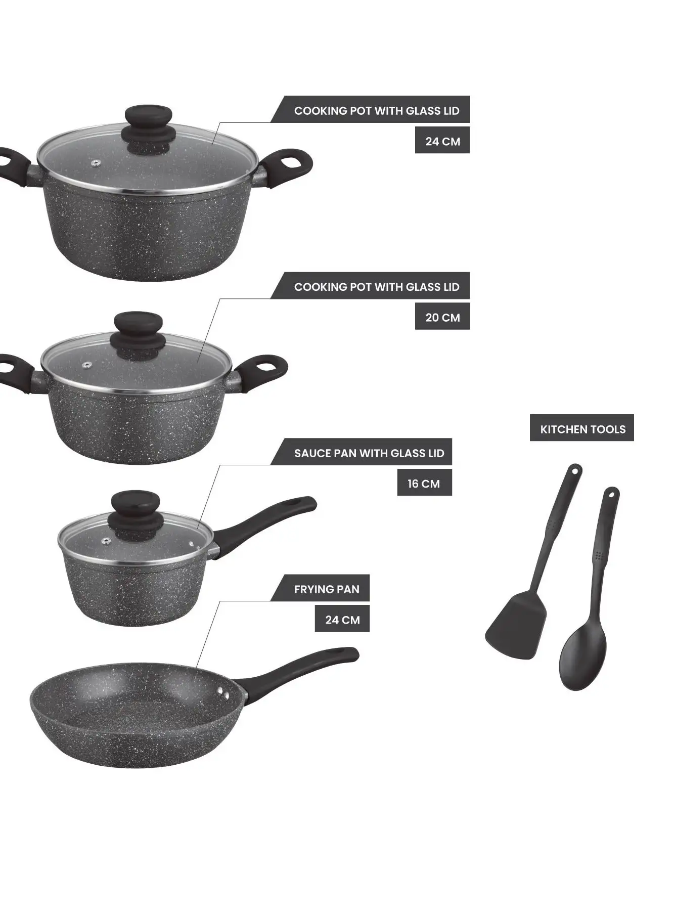 Kitchen master Kitchen Master 9 Pcs Non Stick Forged Cookware Set