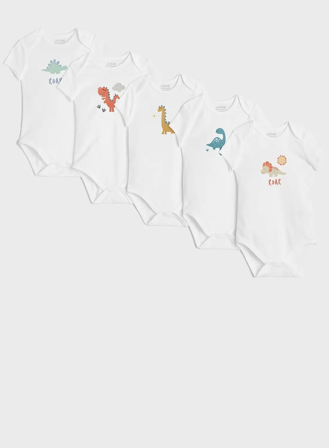 JUNE Kids 5 Pack Dinosaur Bodysuit