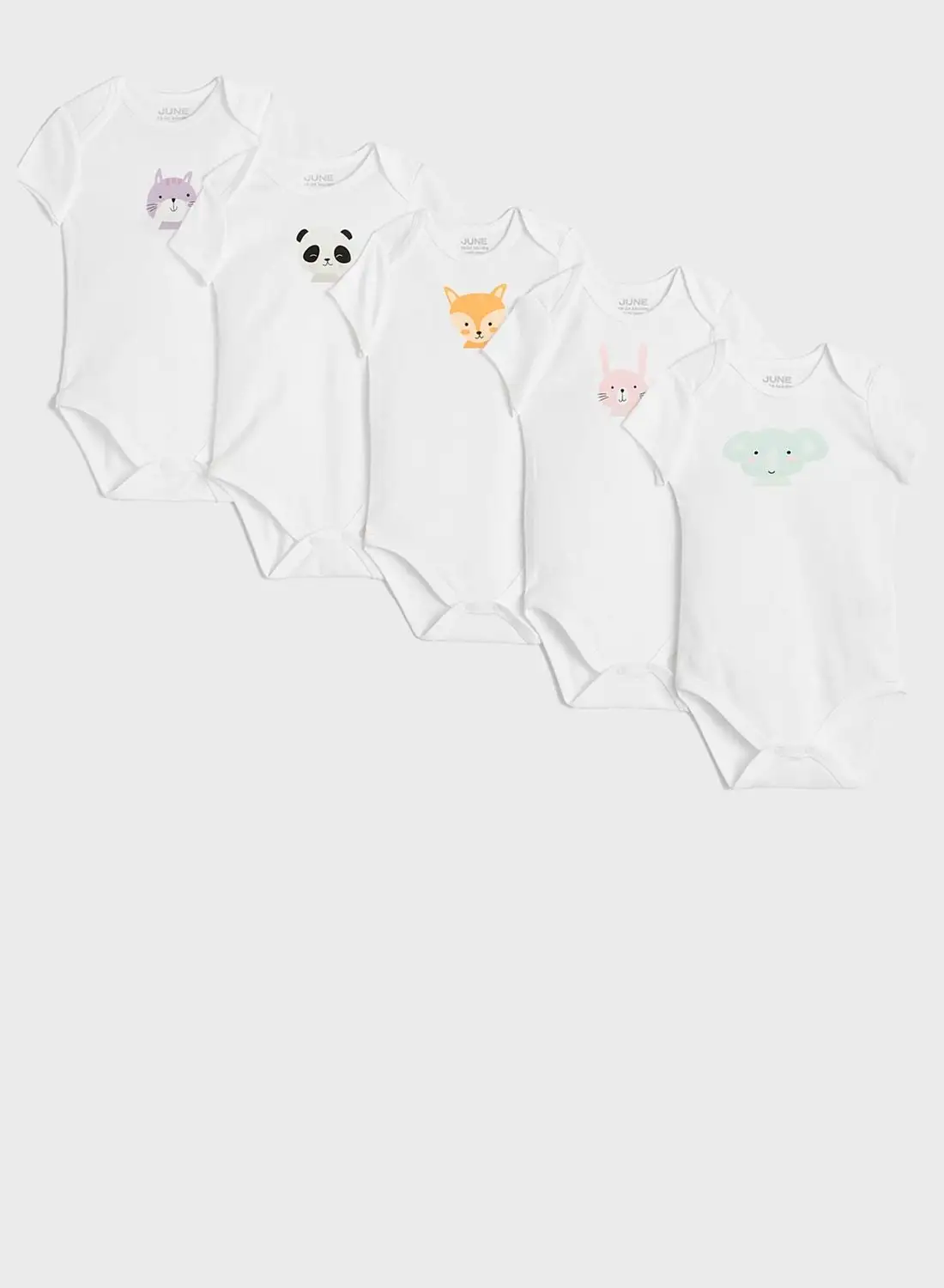 JUNE Kids 5 Pack Animal Printed Bodysuit