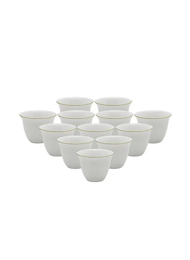 PEARL Ceramic White Cawa Cup W/Gold Line 12 Piece Set