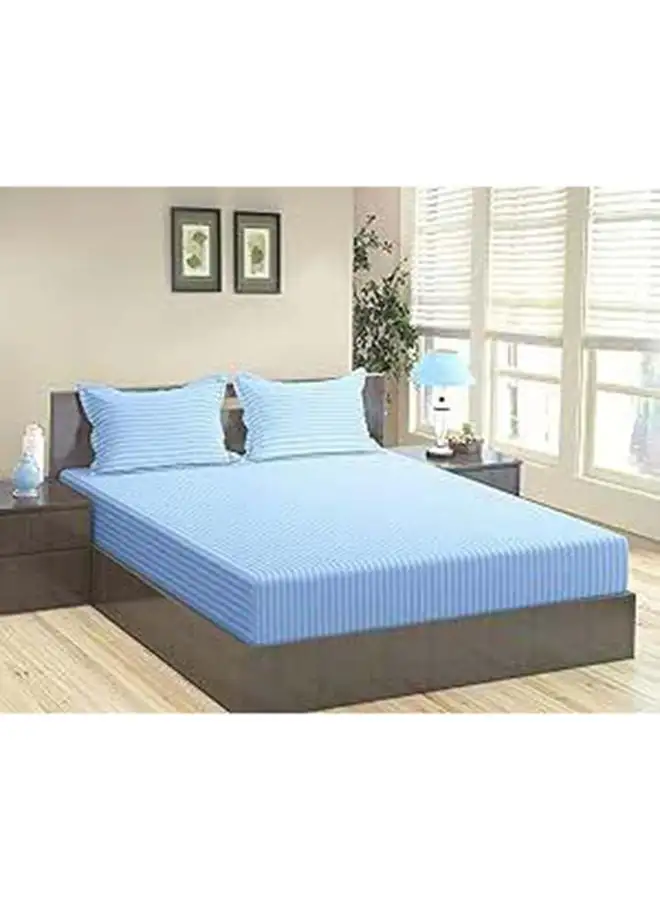 Hotel Collection HOTEL COLLECTION Stripe Light BlueFitted Sheet 160x200 cm with 2 Pillow Cases