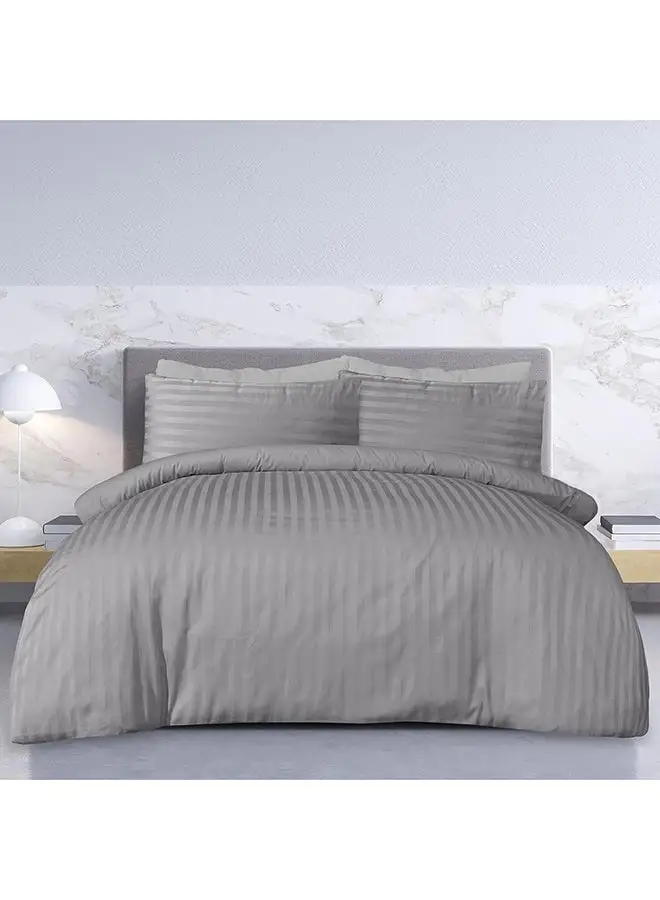 Hotel Collection HOTEL COLLECTION Stripe Double Dark Grey Duvet Cover set with 2 Pillow Case 220x240 cm