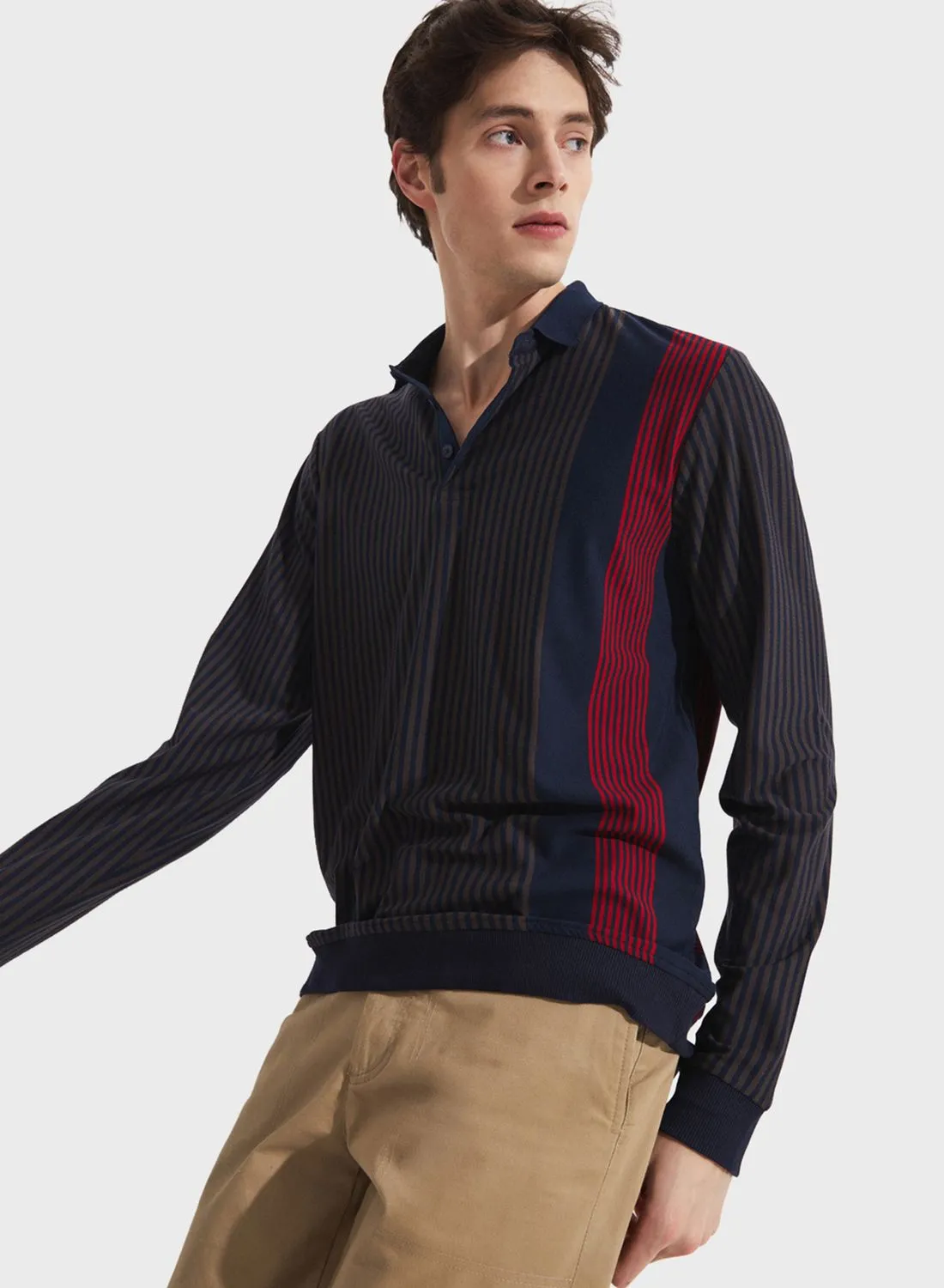 JUNE Striped Slim Fit Polo