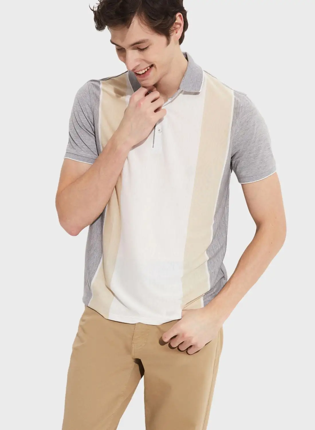 JUNE Striped Slim Fit Polo