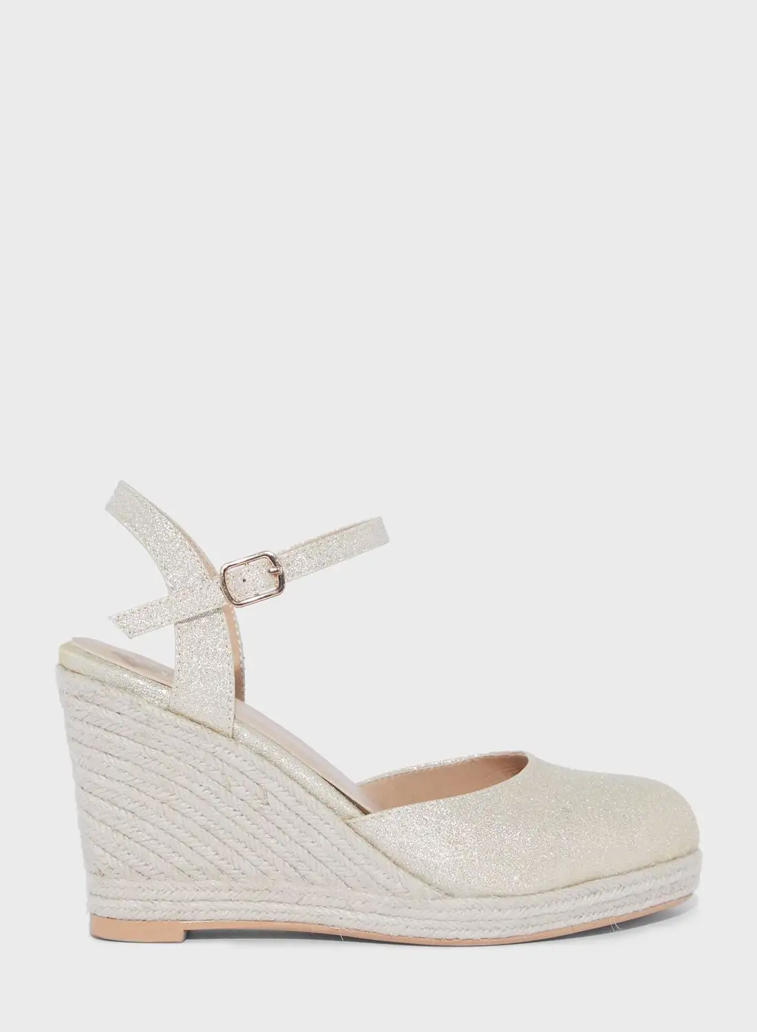 ELLA Glitter Ankle Strap Espadrille Wedge