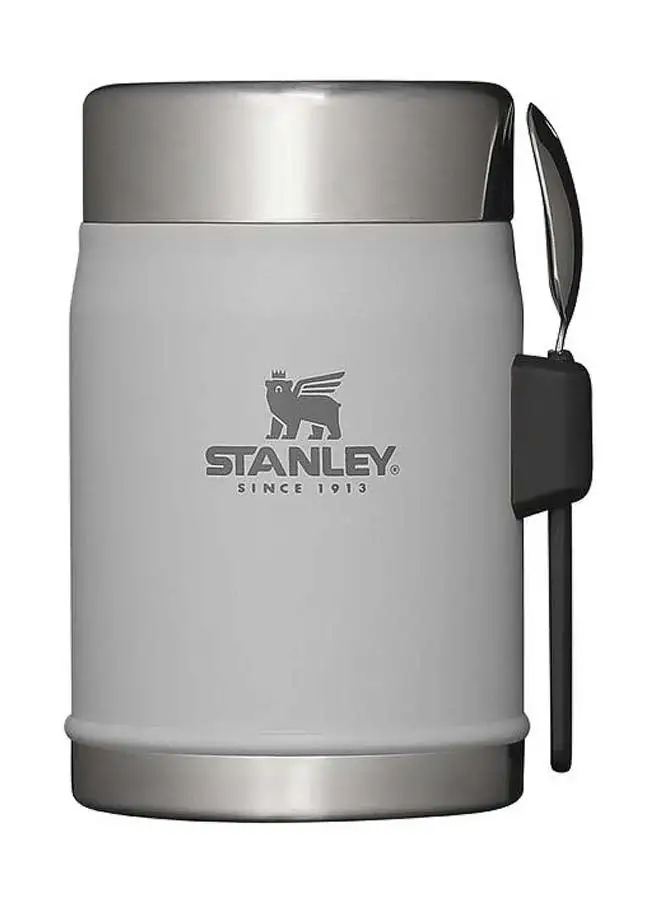 Stanley Classic Legendary Food Jar 0.4L / 14 OZ Ash with spork – BPA FREE Stainless Steel Food Thermos | Keeps Cold or Hot for 7 Hours | Leakproof | Lifetime Warranty | Dishwasher safe