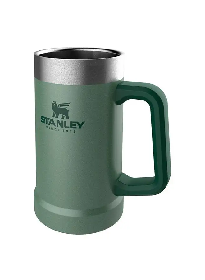 Stanley Adventure Vacuum Stein 0.7L / 24oz Hammertone Green  –  Keeps Beer Cold for 7 hours | Stainless Steel Beer Stein with Handle | Vintage Beer Stein | Dishwasher Safe | Lifetime Warranty