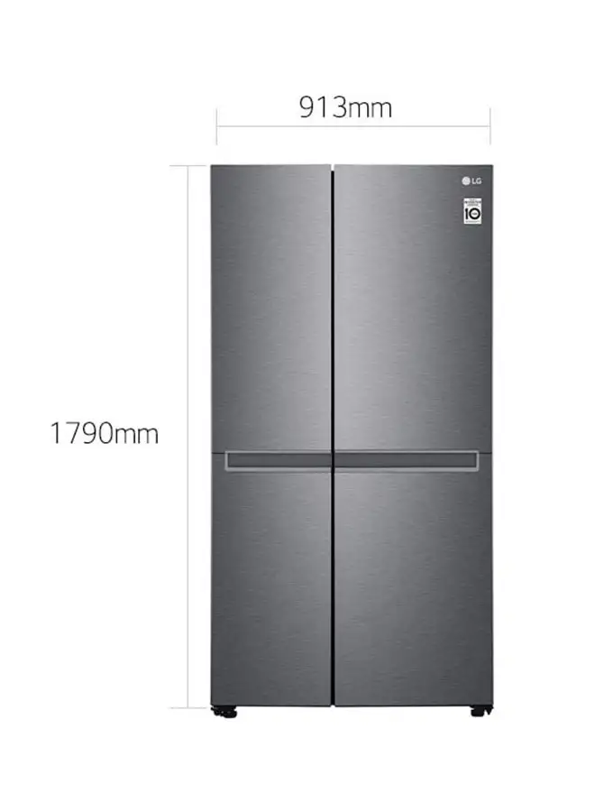 Lg 643L Net Capacity, Side By Side Refrigerator With Smart Inverter Compressor, Multi Air Flow, No Frost, Express Cool Smart Diagnosis GR-B267JQYL Dark Graphite Steel