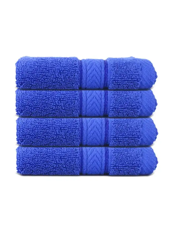 Hotel Linen Klub Hotel Linen Klub LUXURY PACK of 4 Face Towel - 100% Cotton 650 GSM Terry Dobby Border Ring Spun - Super Soft ,Quick Dry,Highly Absorbent ,Size: 30x30cm,Royal Blue