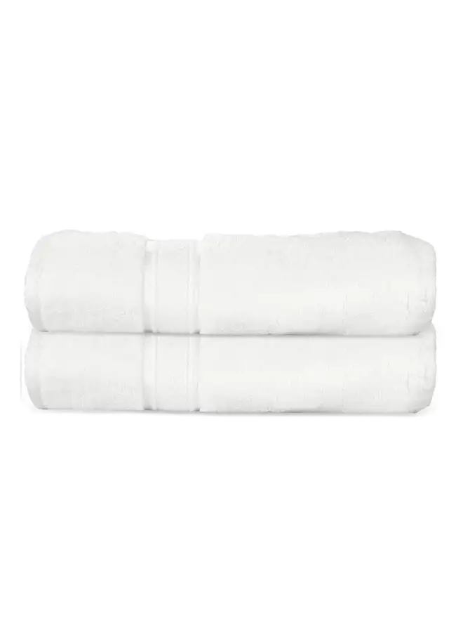 Hotel Linen Klub Hotel Linen Klub LUXURY PACK of 2  Antimicrobial  Hand Towels - 100% Cotton 650 GSM Terry Dobby Border Ring Spun - Super Soft ,Quick Dry,Highly Absorbent  Size: 40x70cm, White