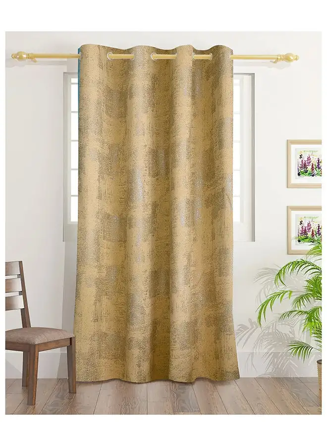 White Rose Sol Blackout Foil Curtains With Groomets - Polyester- Sol Design -Single Window Curtain- Sound, Sunlight And Heat Insulation- 260X140Cm -  Brown