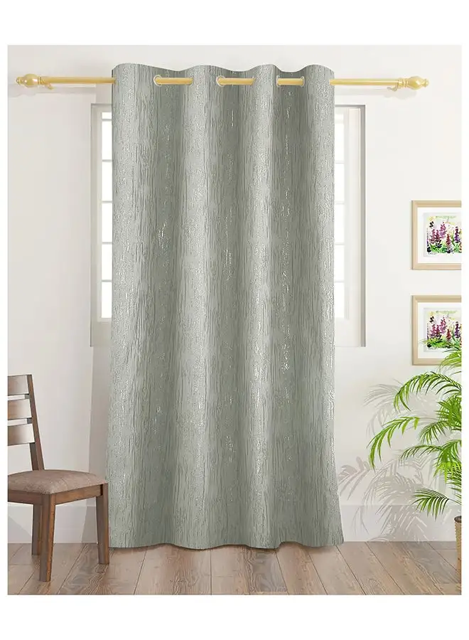 White Rose Evelyn Blackout Foil Curtains With Groomets - Polyester- Evelyn Design -Single Window Curtain- Sound, Sunlight And Heat Insulation- 260X140Cm -  Silver