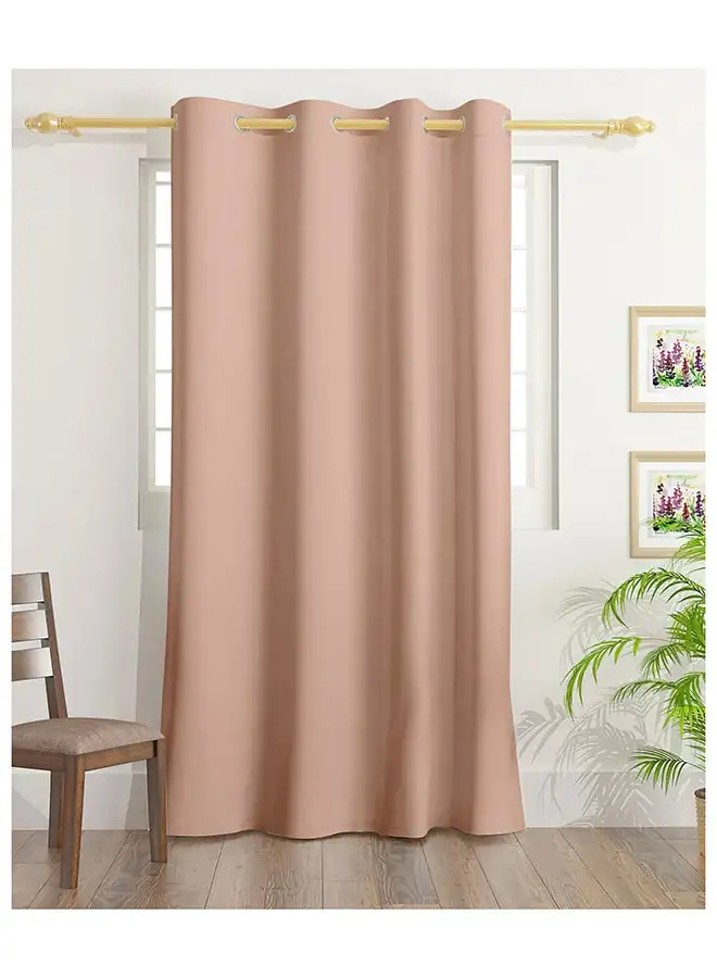 White Rose Solid Dyed Blackout Curtains With Groomets - Polyester-Single Window Curtain- Sound, Sunlight And Heat Insulation- 240X140Cm -  Pink