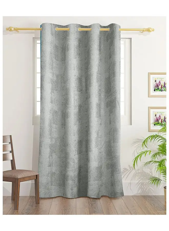 White Rose Sol Blackout Foil Curtains With Groomets - Polyester- Sol Design -Single Window Curtain- Sound, Sunlight And Heat Insulation- 260X140Cm -  Silver